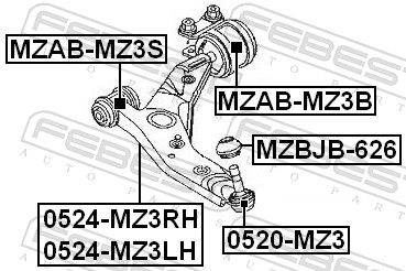 Brat suspensie roata FEBEST 0524-MZ3LH