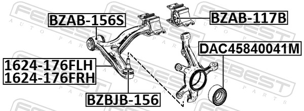 Brat suspensie roata FEBEST 1624-176FLH