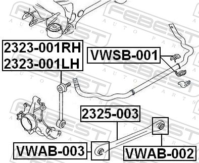 Bieleta antiruliu FEBEST 2323-001RH