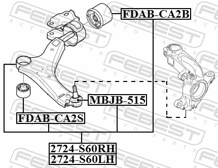 Brat suspensie roata FEBEST 2724-S60RH
