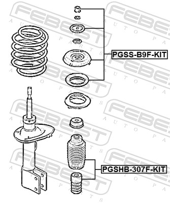 Set reparatie rulment sarcina amortizor FEBEST PGSS-B9F-KIT