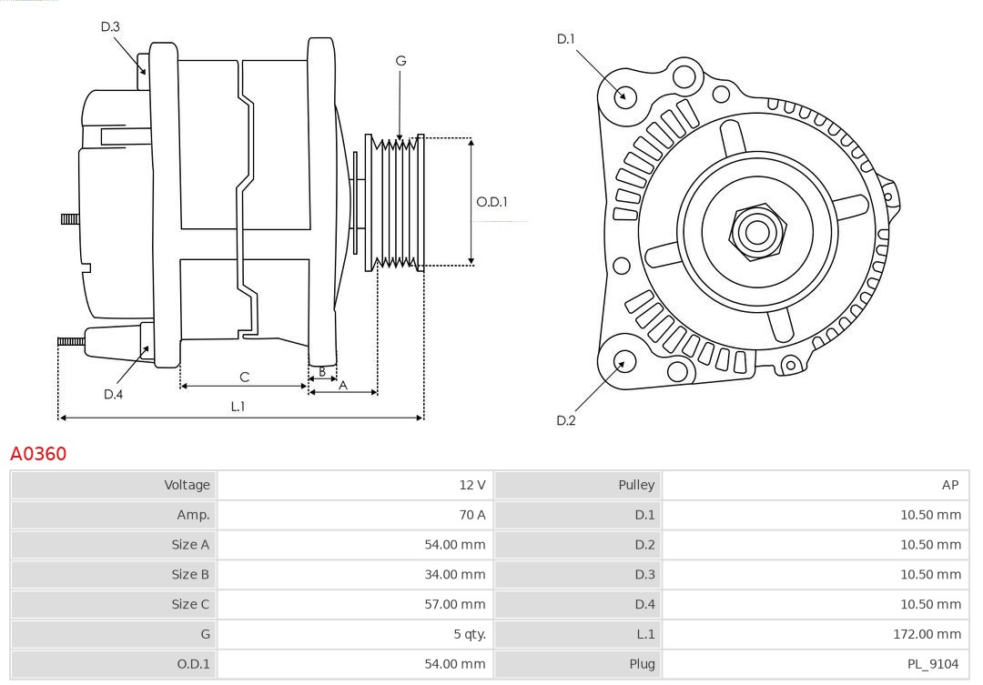 Alternator AS-PL A0360