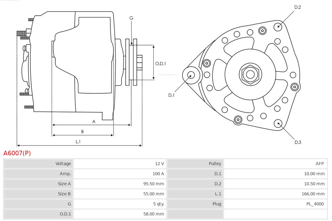 Alternator AS-PL A6007(P)