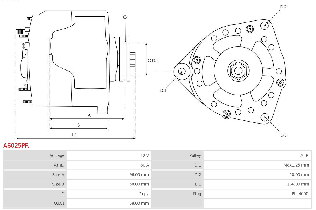 Alternator AS-PL A6025PR