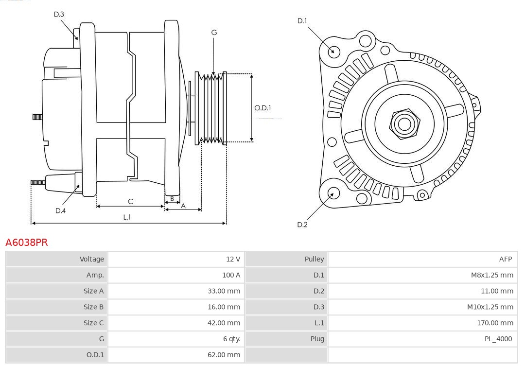 Alternator AS-PL A6038PR