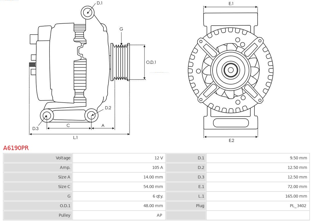 Alternator AS-PL A6190PR