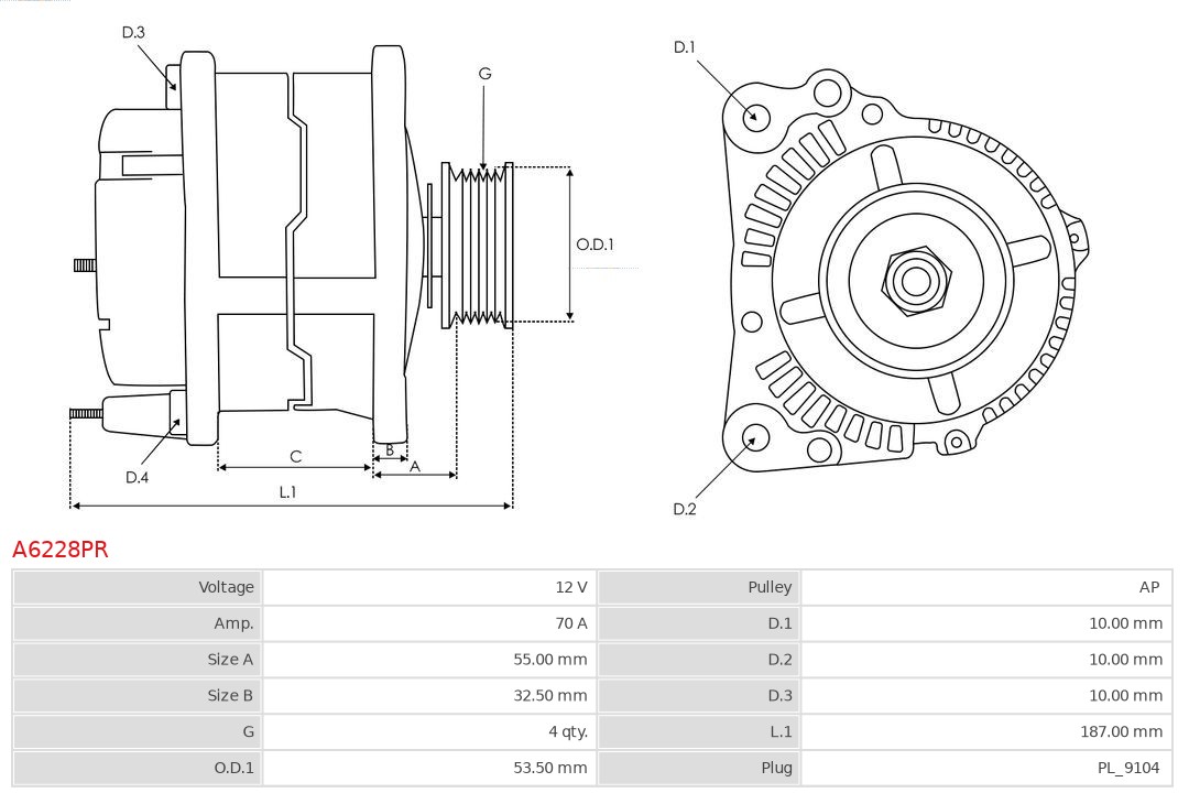Alternator AS-PL A6228PR