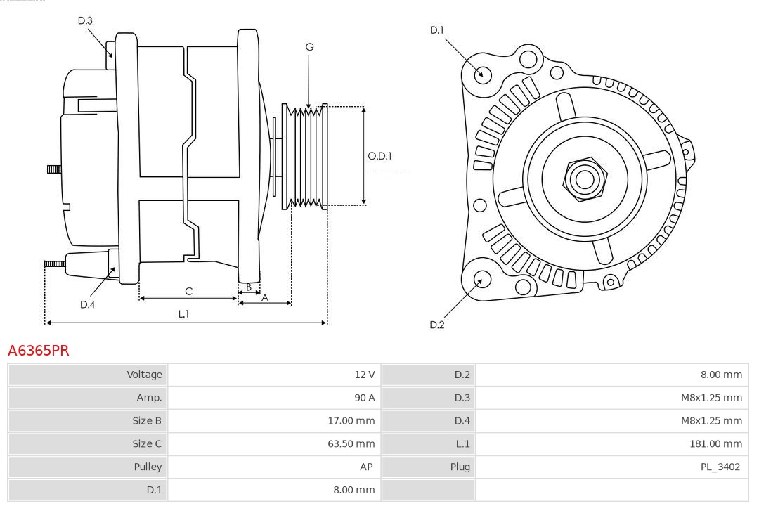 Alternator AS-PL A6365PR