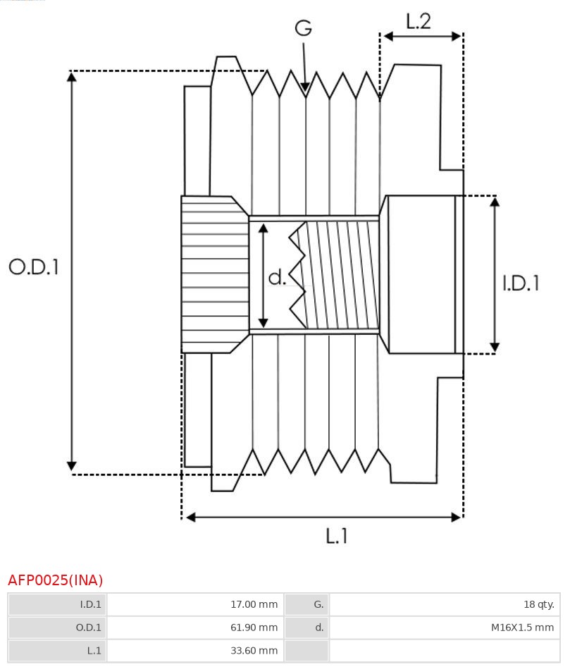 Fulie alternator AS-PL AFP0025(INA)