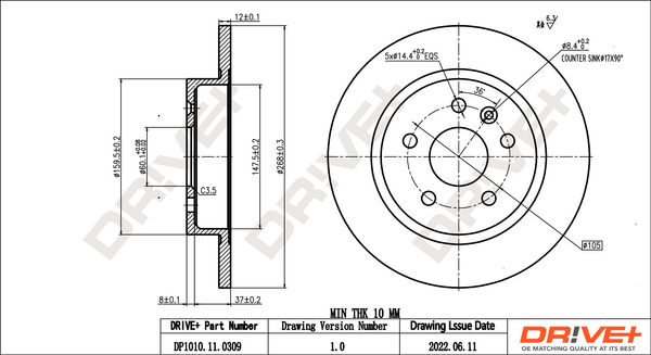 Disc frana DRIVE DP1010.11.0309