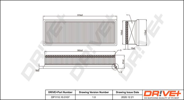 Filtru aer DRIVE DP1110.10.0107