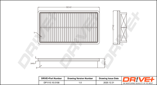 Filtru aer DRIVE DP1110.10.0158