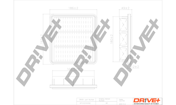 Filtru aer KIA CEED hatchback (ED) 1.4  benzina 109 cai DRIVE DP1110.10.0162