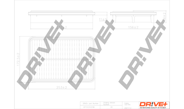 Filtru aer HYUNDAI TUCSON (JM) 2.0 CRDi  diesel 140 cai DRIVE DP1110.10.0196