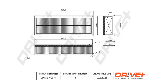 Filtru aer DRIVE DP1110.10.0346