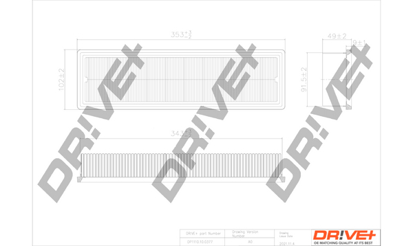 Filtru aer DRIVE DP1110.10.0377