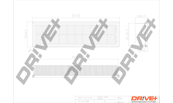 Filtru aer DRIVE DP1110.10.0380