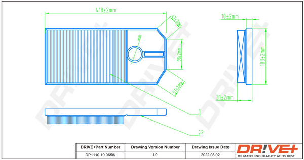 Filtru aer DRIVE DP1110.10.0658