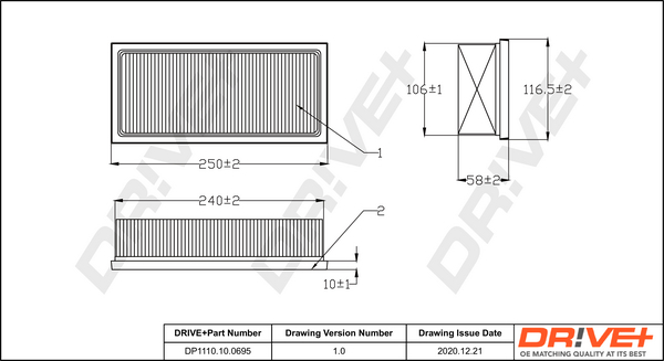 Filtru aer DRIVE DP1110.10.0695