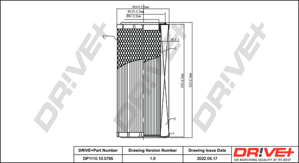 Filtru aer DRIVE DP1110.10.0765