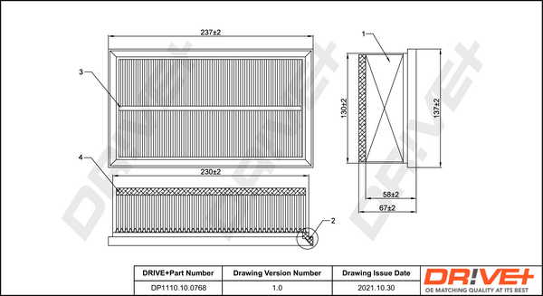 Filtru aer DRIVE DP1110.10.0768