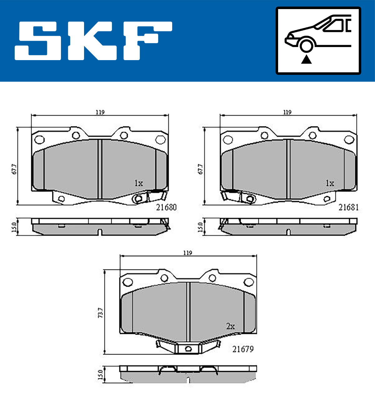Placute frana SKF VKBP80247A