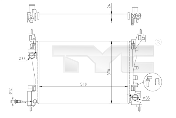Radiator racire motor OPEL CORSA D (S07) 1.2 (L08, L68)  benzina 69 cai TYC 725-0044-R