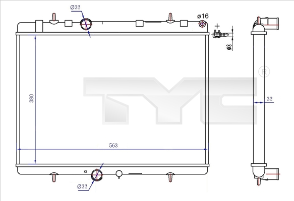 Radiator racire motor TYC 726-0020-R
