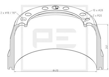 Tambur frana VOLVO FH12 FH 12/420  diesel 420 cai PE AUTOMOTIVE 146.131-00A