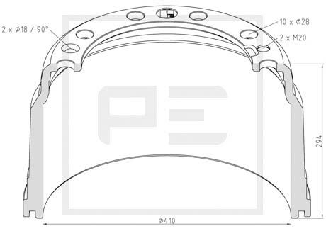 Tambur frana VOLVO FH12 FH 12/420  diesel 420 cai PE AUTOMOTIVE 146.134-00A