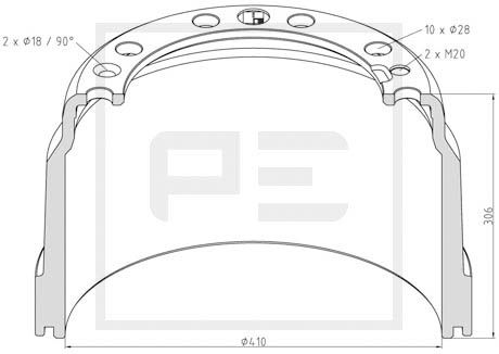 Tambur frana VOLVO FH12 FH 12/420  diesel 420 cai PE AUTOMOTIVE 146.137-00A