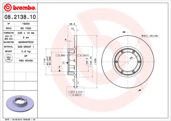 Disc frana BREMBO 08.2138.10