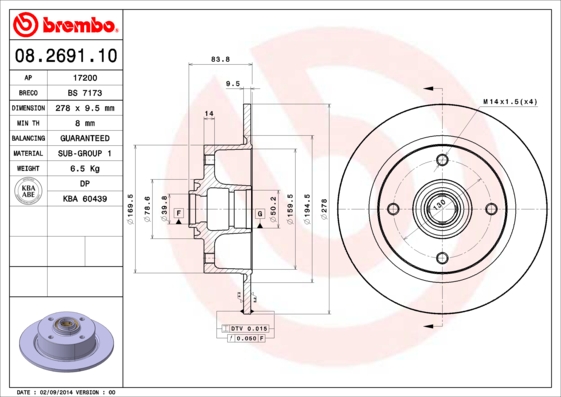 Disc frana BREMBO 08.2691.10