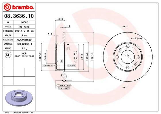 Disc frana BREMBO 08.3636.10