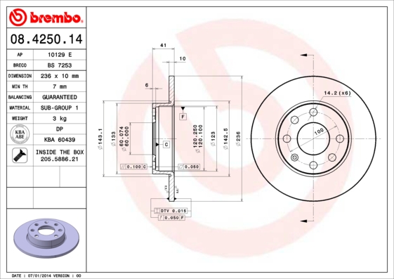 Disc frana BREMBO 08.4250.14