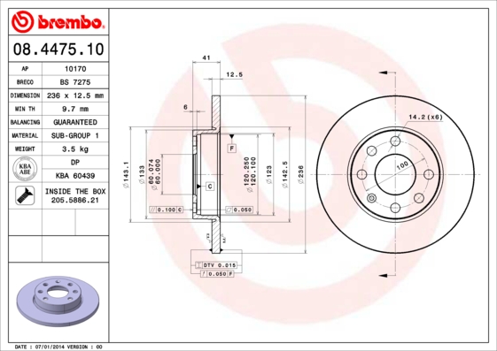 Disc frana BREMBO 08.4475.10