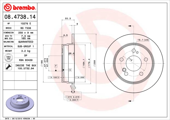 Disc frana BREMBO 08.4738.14