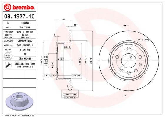 Disc frana BREMBO 08.4927.10