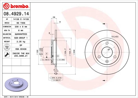 Disc frana BREMBO 08.4929.14