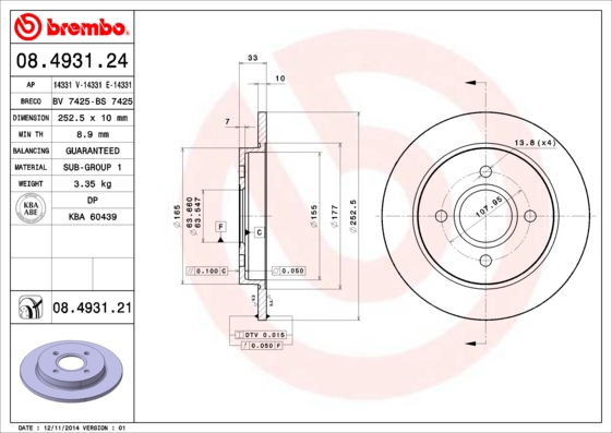 Disc frana BREMBO 08.4931.21