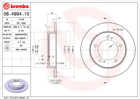 Disc frana BREMBO 08.4994.10