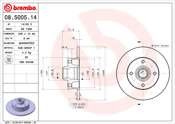 Disc frana BREMBO 08.5005.14