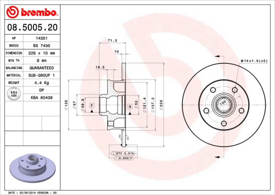 Disc frana BREMBO 08.5005.20