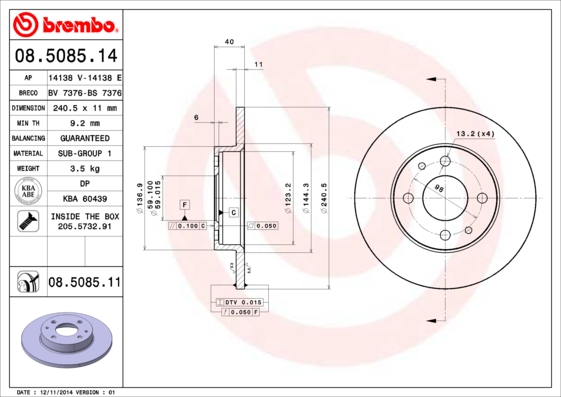 Disc frana BREMBO 08.5085.11