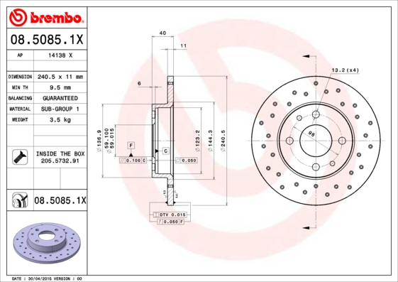 Disc frana BREMBO 08.5085.1X