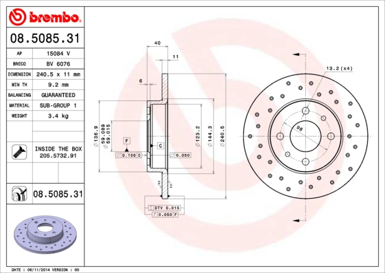 Disc frana BREMBO 08.5085.31
