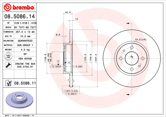 Disc frana BREMBO 08.5086.11
