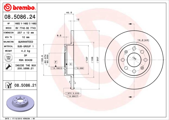 Disc frana BREMBO 08.5086.21