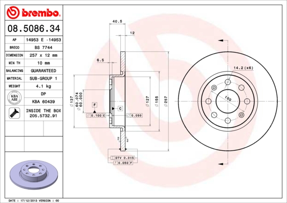 Disc frana BREMBO 08.5086.34