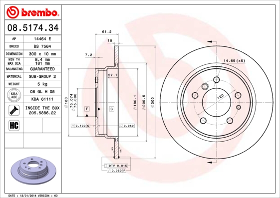 Disc frana BREMBO 08.5174.34
